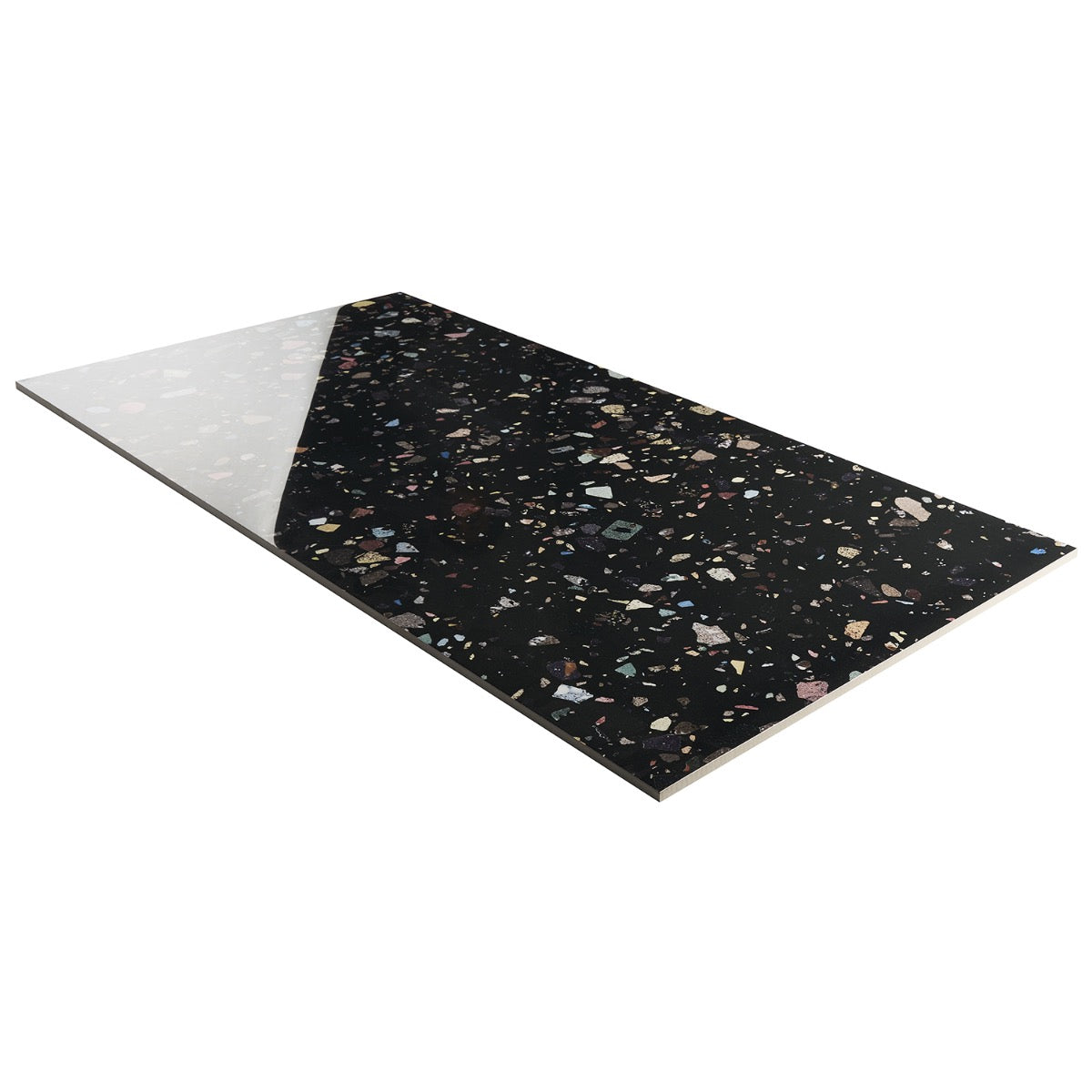 Bejeweled Black Multicolor 24x48 Polished Porcelain Tile - Lux Tile