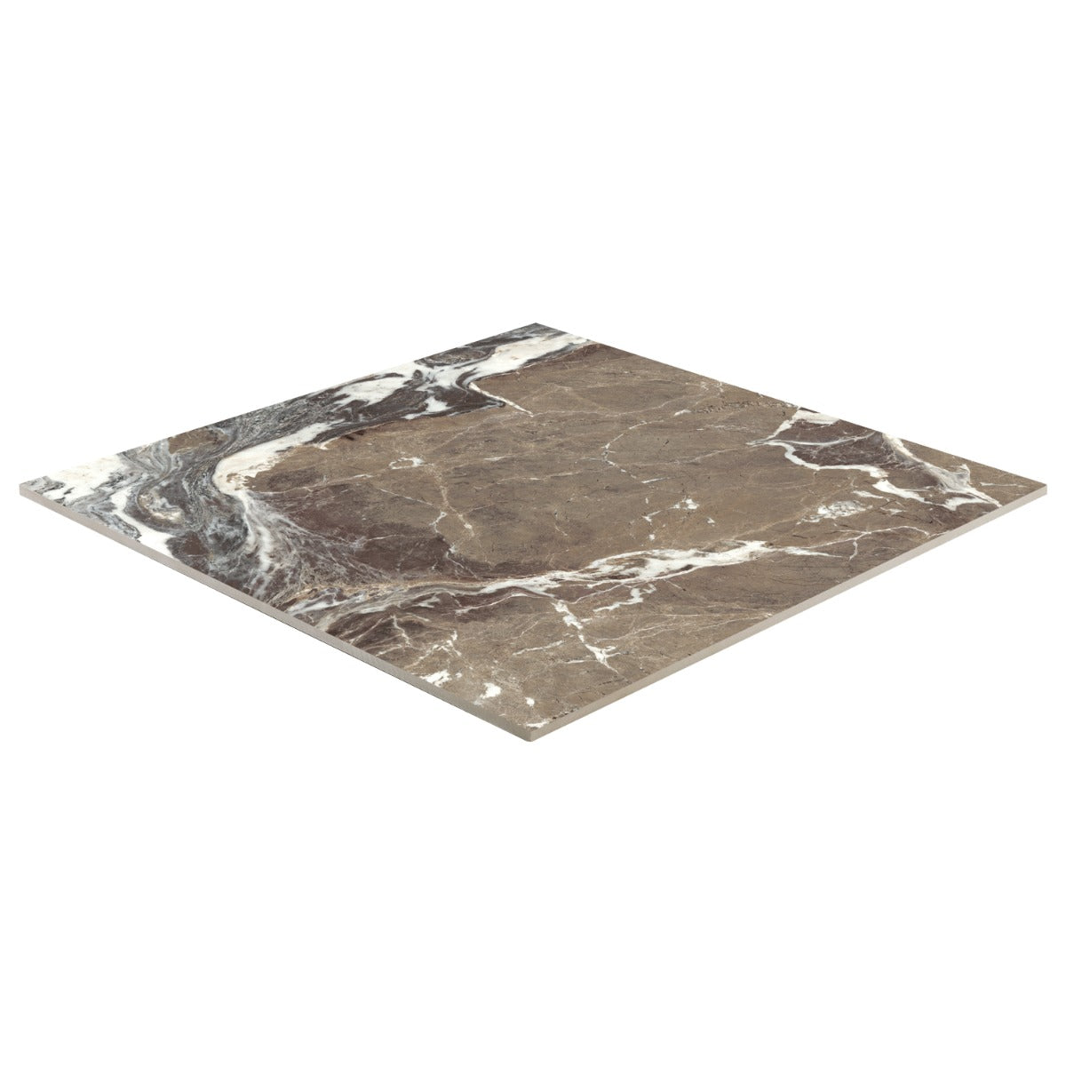 Tilebar Autograph Espresso Brown 48x48 Marble Look Satin Porcelain Tile