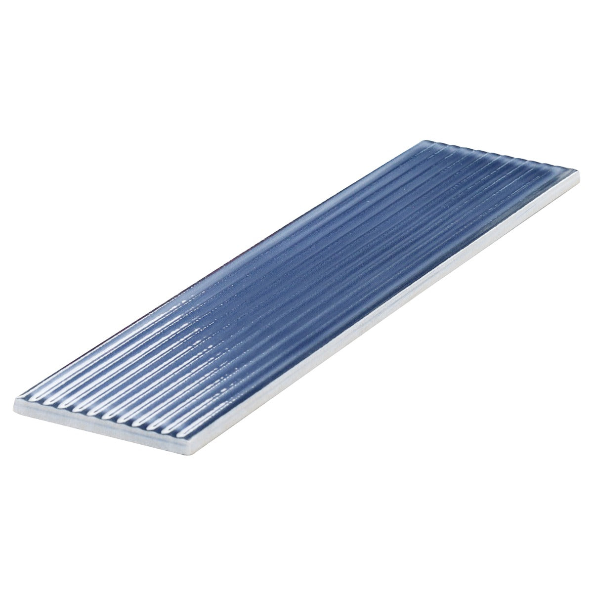 Stacy Garcia ArtBlock Fluted Denim Blue 4x16 Glossy Porcelain Tile