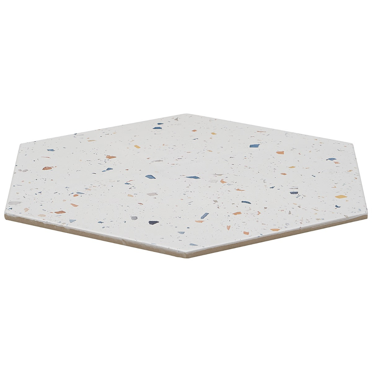 Six Hexagon Multi White Matte Porcelain Tile - 12.5" Terrazzo Look