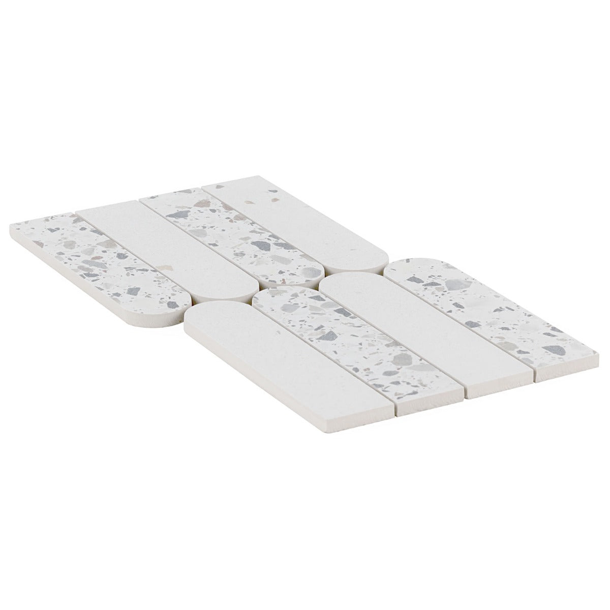 Kobe Fin Ice White Terrazzo Look Matte Porcelain Mosaic Tile