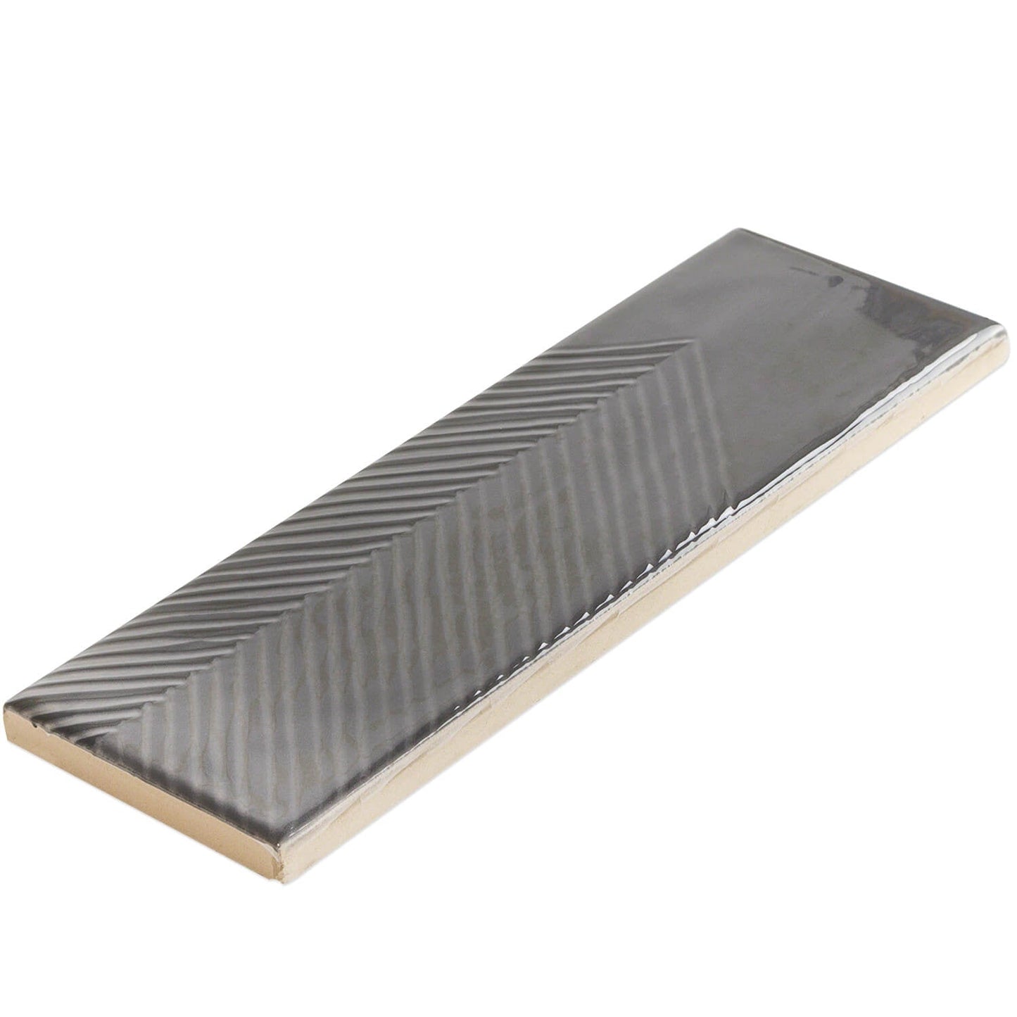 Tilebar Enigma Graphite Gray 2x8 Polished Textured Ceramic Wall Tile