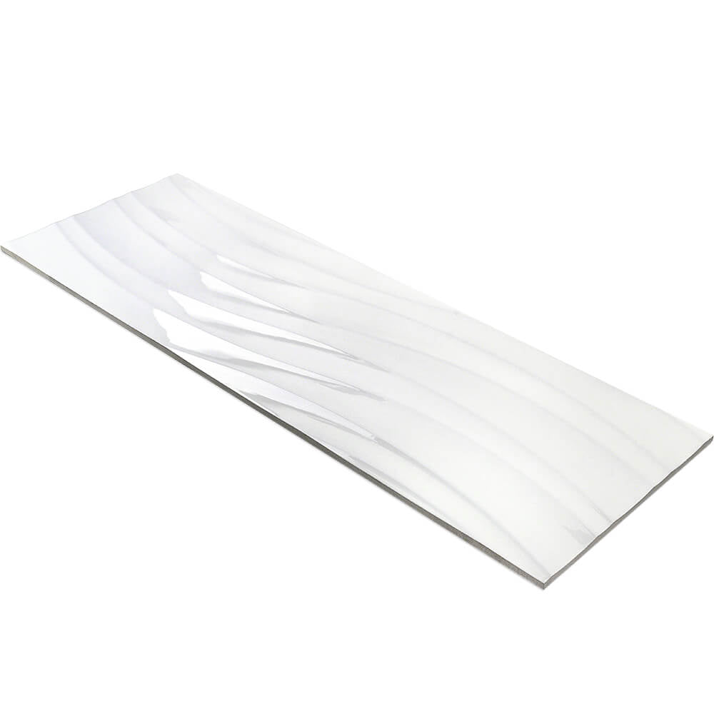 Gentle Waves White 12x36 Polished Ceramic Wall Tile