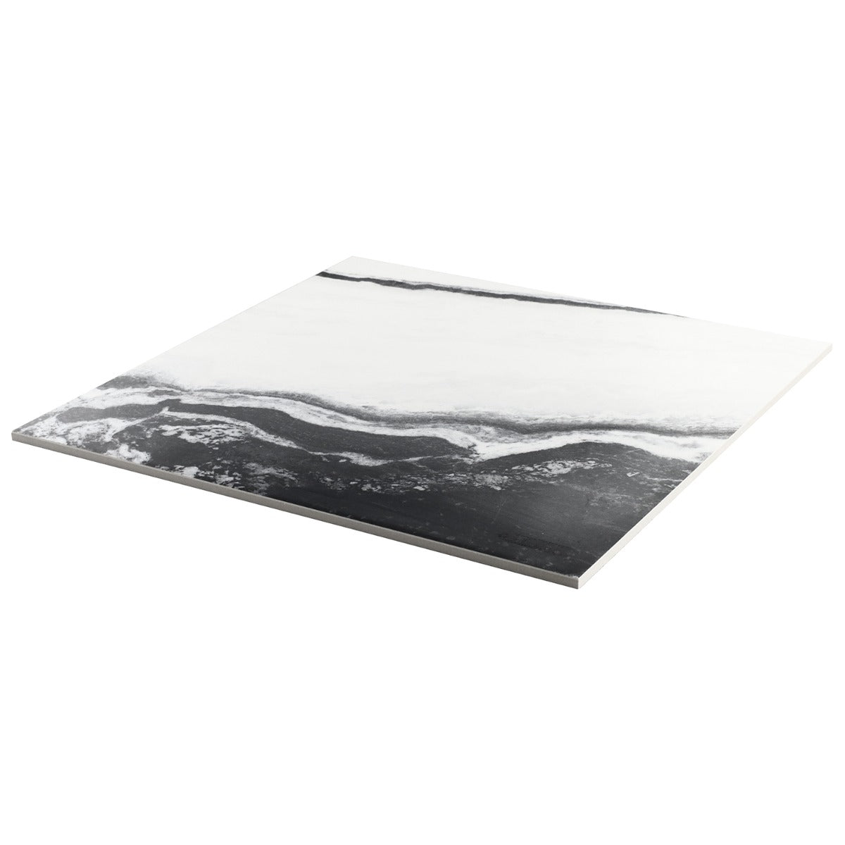 Drama Waves Black & White 24x24 Matte Porcelain Tile by Lux Tile
