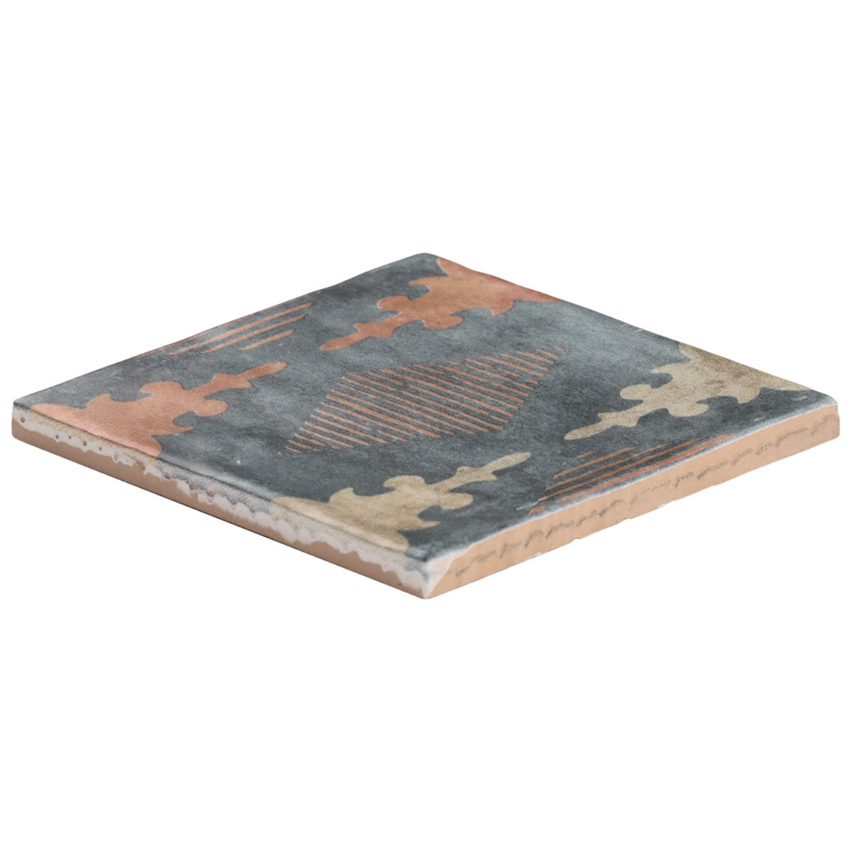 Paula Purroy Talia Aztec Blue Terracotta 5x5 Matte Ceramic Tile