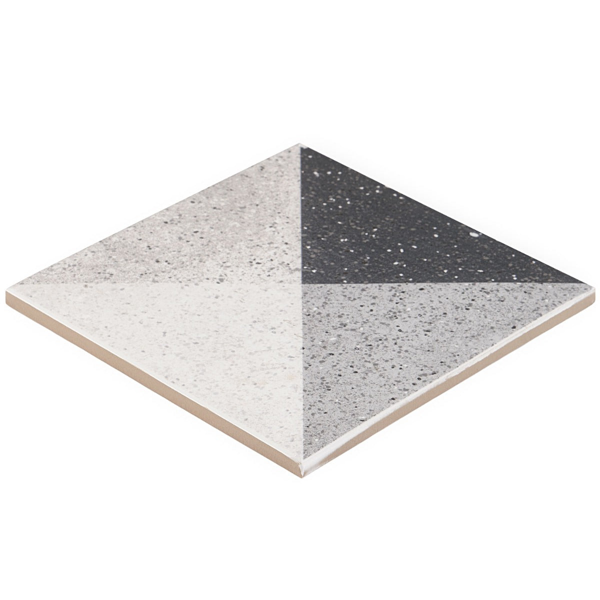 Art Geo Deco Charcoal Black Matte Porcelain Tile by Elizabeth Sutton - 8x8