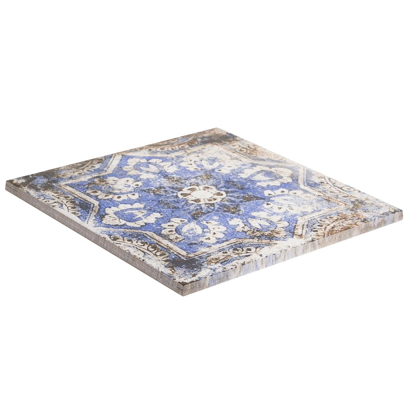 Lenox Flora Blue 8x8 Matte Porcelain Tile - Mediterranean Design