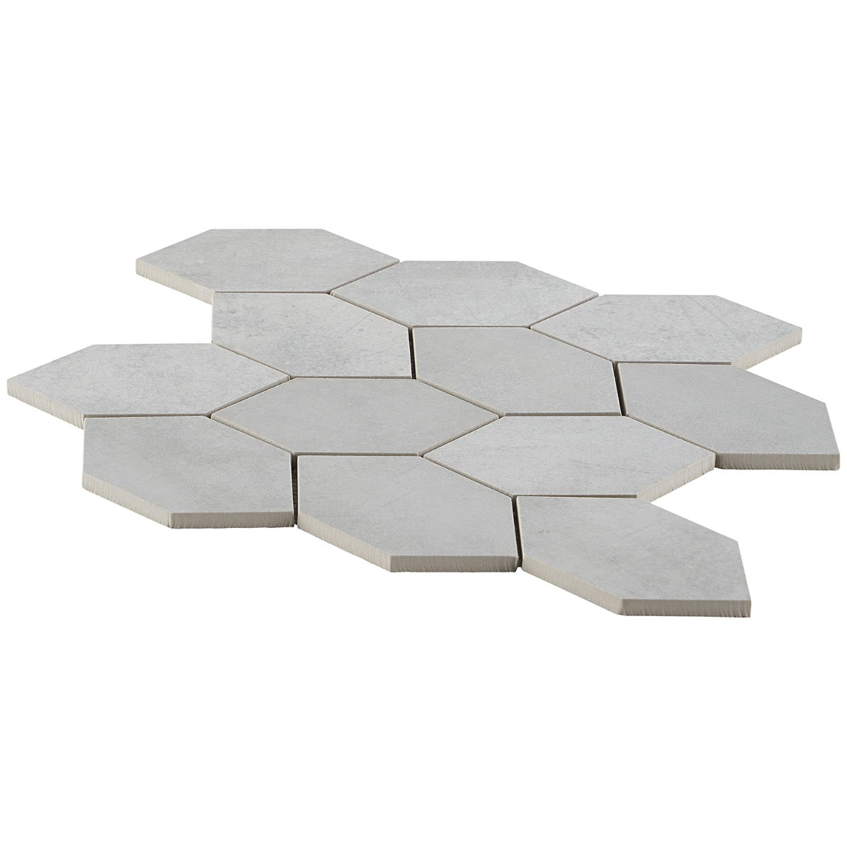 Bond Nimbus Silver Foliage Hexagon Matte Porcelain Mosaic Tile - Lux Tile