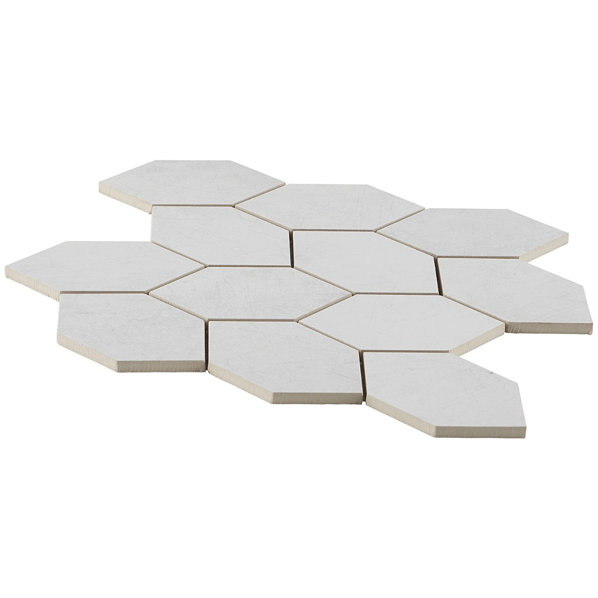 Bond Palladium Light Gray Foliage Hexagon Matte Porcelain Mosaic Tile