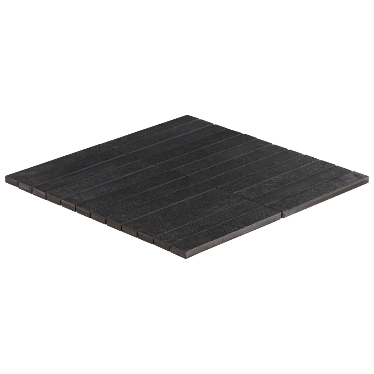 Era Charcoal Black 1x6 Stacked Matte Porcelain Mosaic Tile - Durable Limestone Look