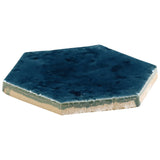 Breeze Ocean Blue 4.5" Hexagon Crackled Glossy Porcelain Tile by Lux Tile