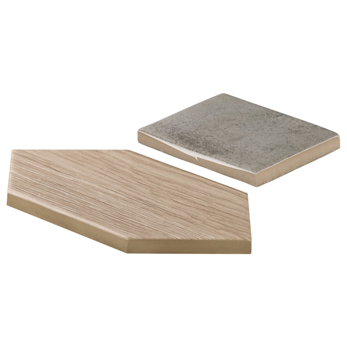 Morocco Oak Beige and Dove Gray Porcelain Tile - Square and Picket Shapes