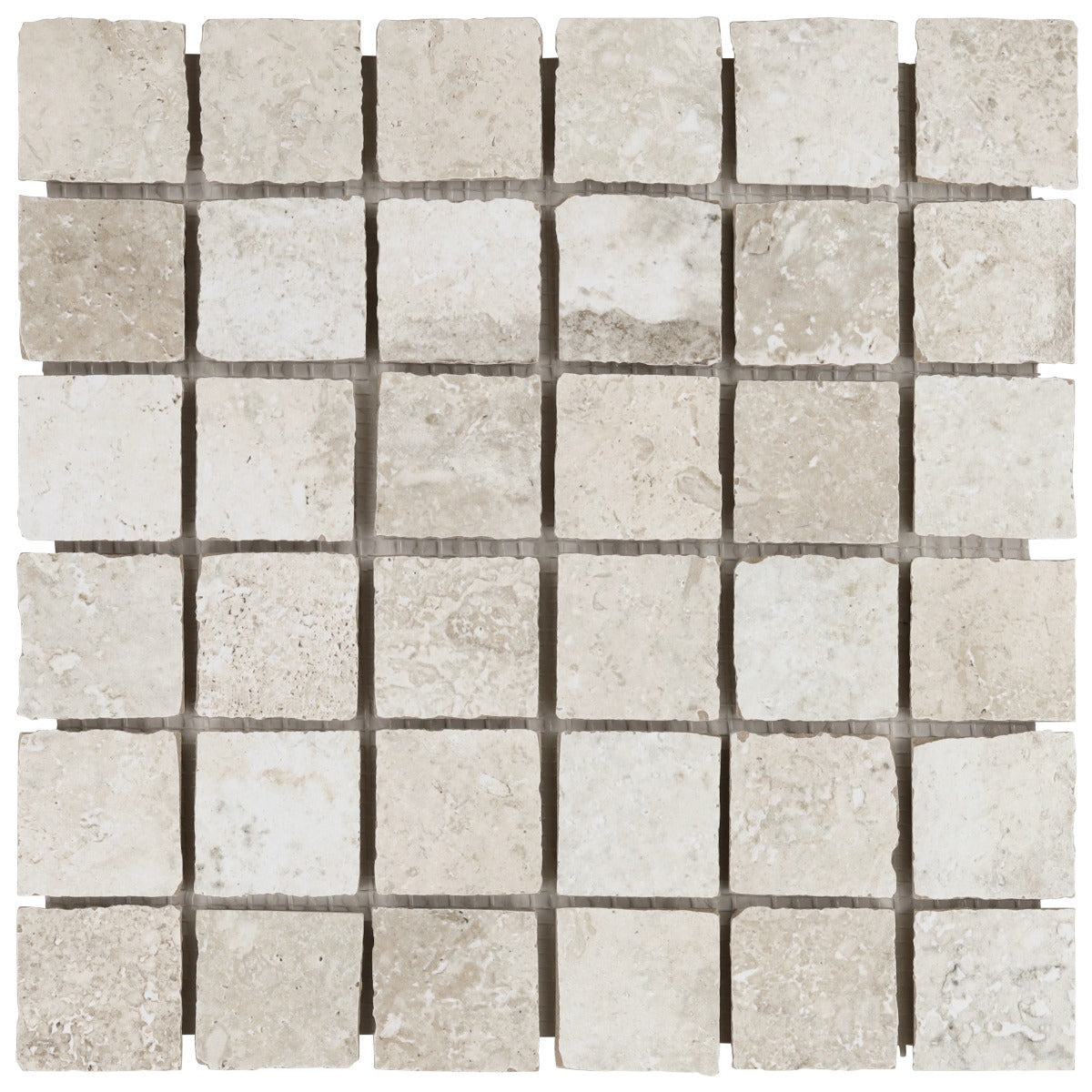 Seville Olimpia White 2x2 Porcelain Mosaic Tile - Travertine Look