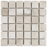 Seville Olimpia White 2x2 Porcelain Mosaic Tile - Travertine Look