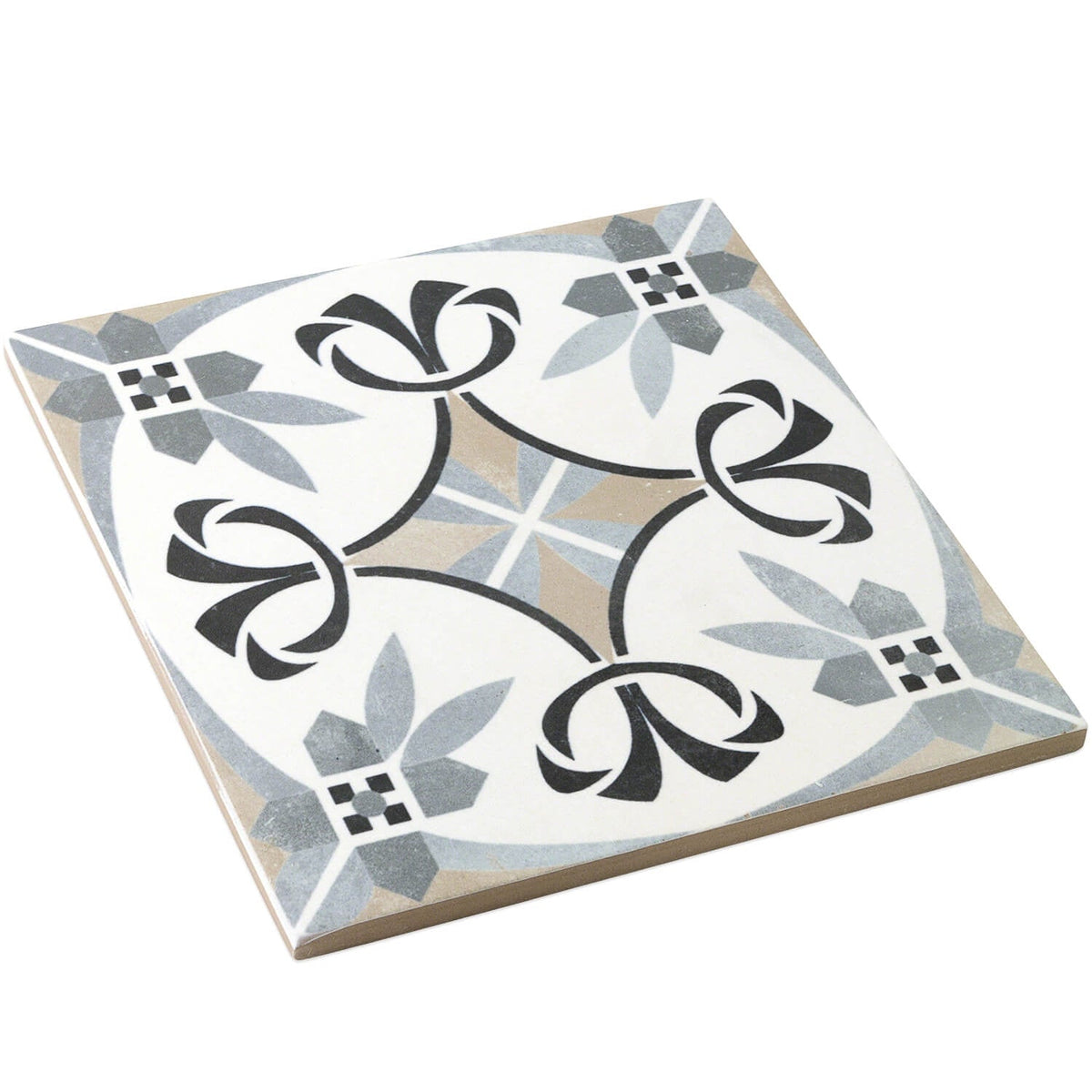 Bella Royale Gray 9x9 Matte Porcelain Tile - Encaustic Look
