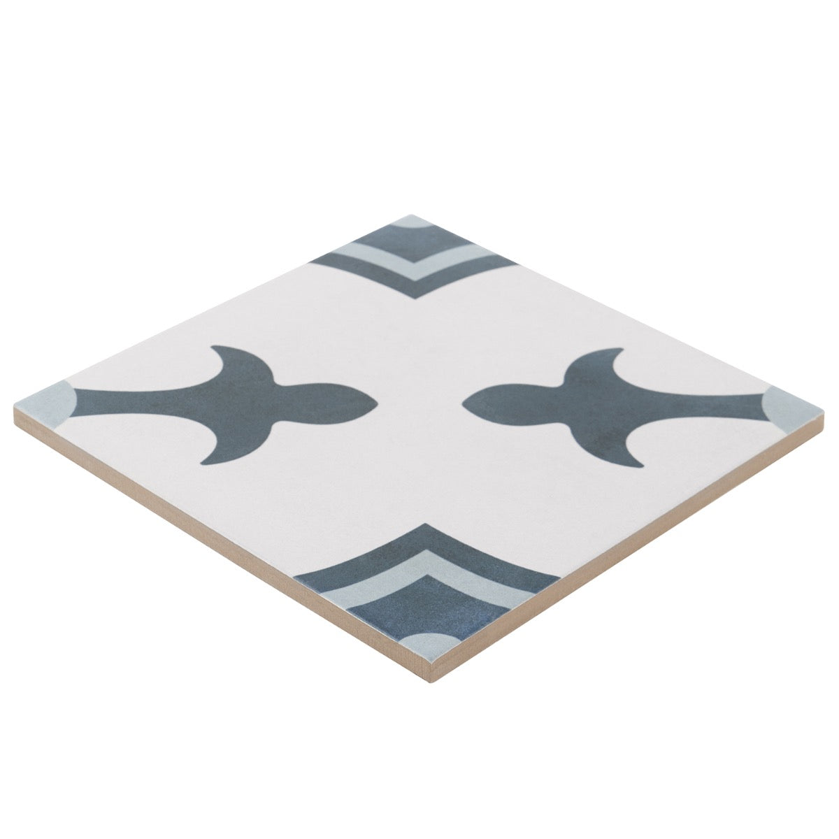 Lapaz White & Blue Herald 9x9 Matte Porcelain Tile - Mediterranean Design