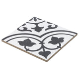 Cascais Black & White Ornate 9x9 Matte Porcelain Tile by Lux Tile