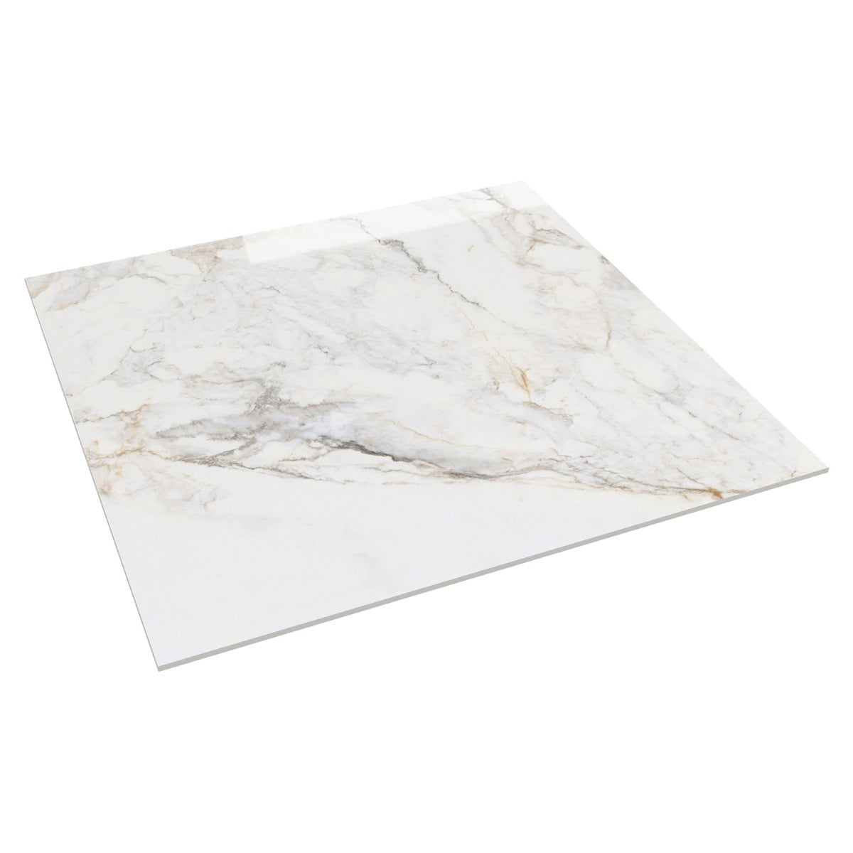Calacatta Macchia White Gold 48x48 Marble Look Polished Porcelain Tile - Lux Tile
