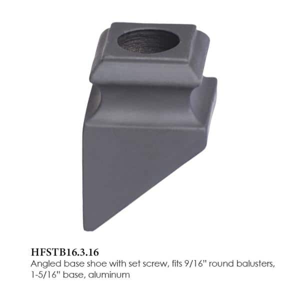 HOUSE OF FORGINGS Satin Black 34.3.16 Flat Base Shoes for 3/4 in. Square Mega 2 in. x 0.4 in. Iron Balusters for Stair Remodel