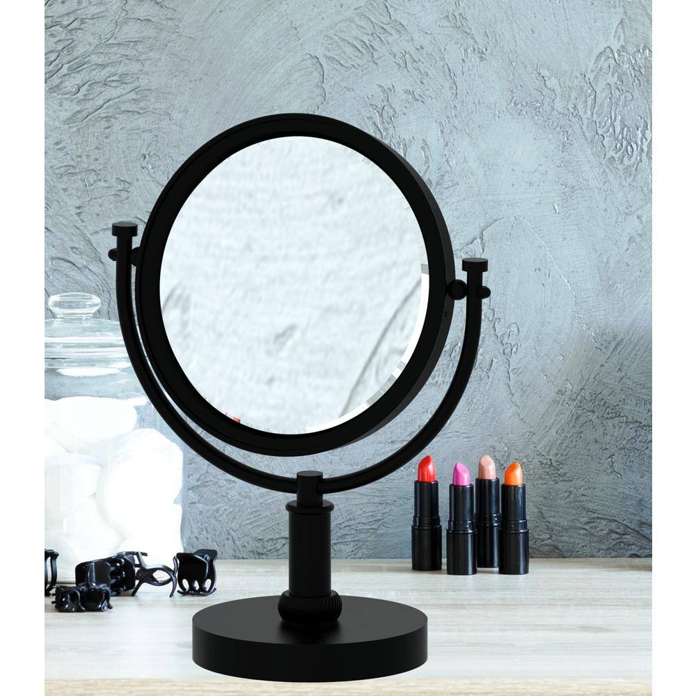 Allied Brass 8-in x 15-in Satin Brass Double-Sided Magnifying Countertop Vanity Mirror