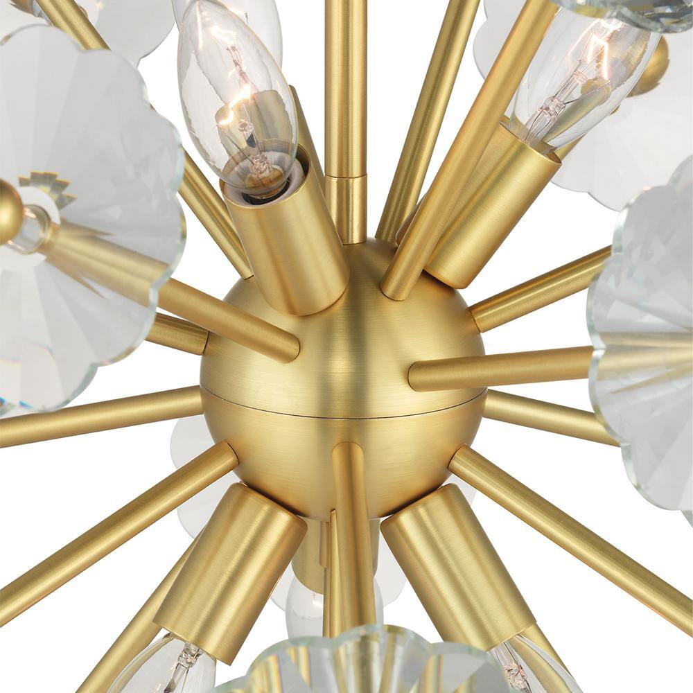Progress Lighting Floret 6-Light Satin Brass Chandelier with Clear Crystal Accents
