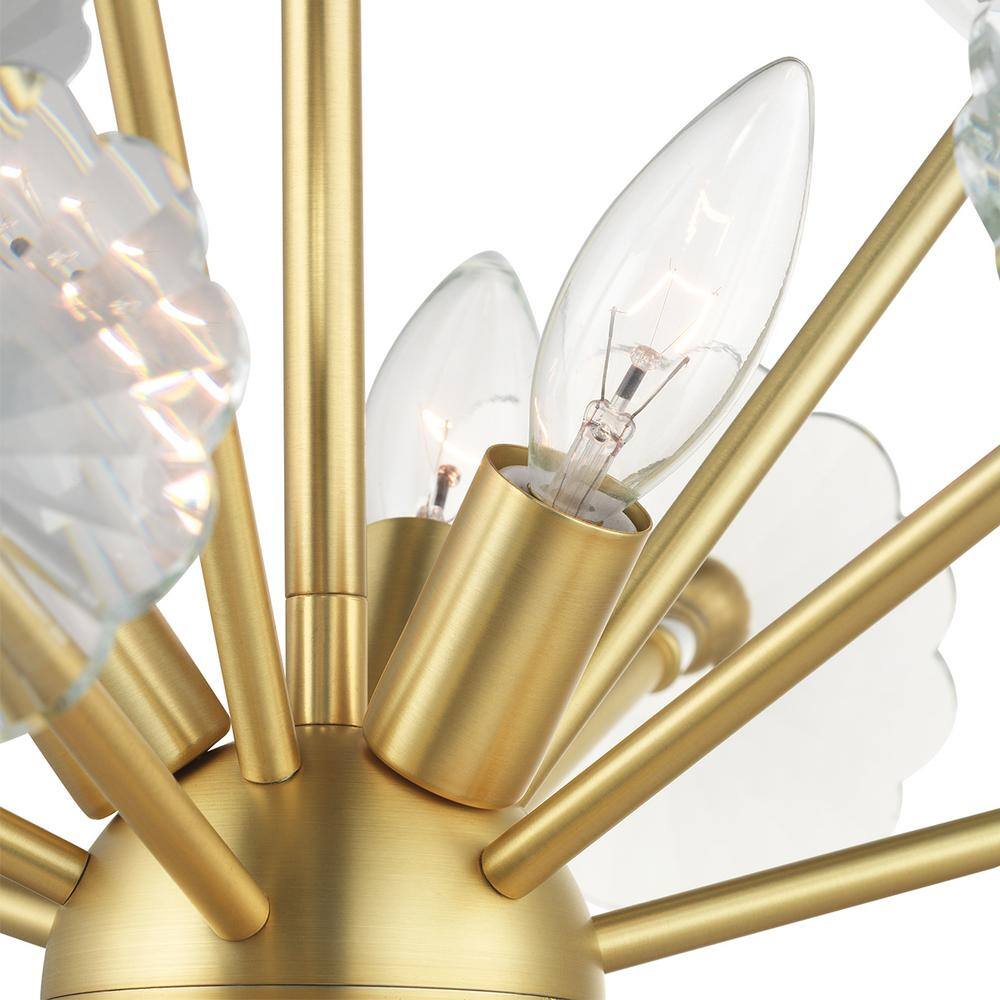 Progress Lighting Floret 6-Light Satin Brass Chandelier with Clear Crystal Accents