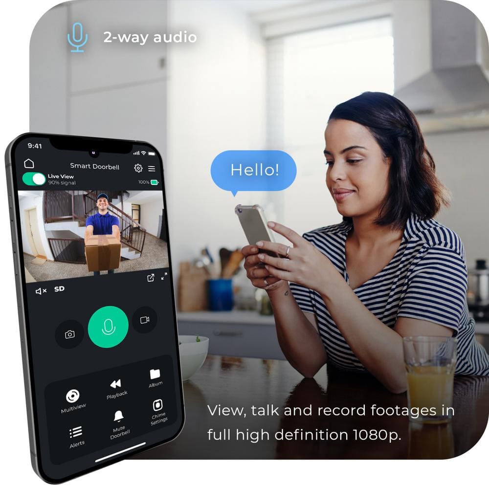 Heath Zenith Black Plastic Wired Smart Video Doorbell