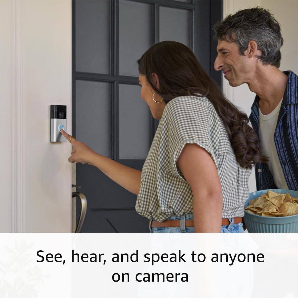 Ahfiwaso Wireless Hardwired Doorbell Camera with Motion Detection Head-to-Toe Video, Live View with Two-Way Talk, Satin Nickel