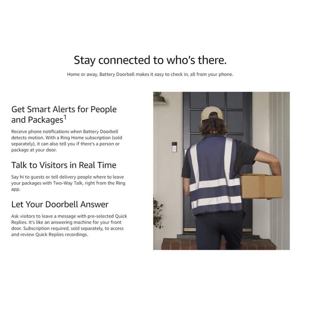 Ahfiwaso Wireless Hardwired Doorbell Camera with Motion Detection Head-to-Toe Video, Live View with Two-Way Talk, Satin Nickel