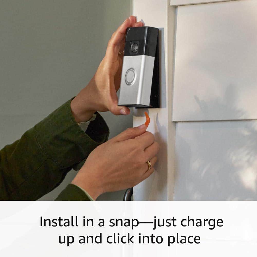 Ahfiwaso Wireless Hardwired Doorbell Camera with Motion Detection Head-to-Toe Video, Live View with Two-Way Talk, Satin Nickel