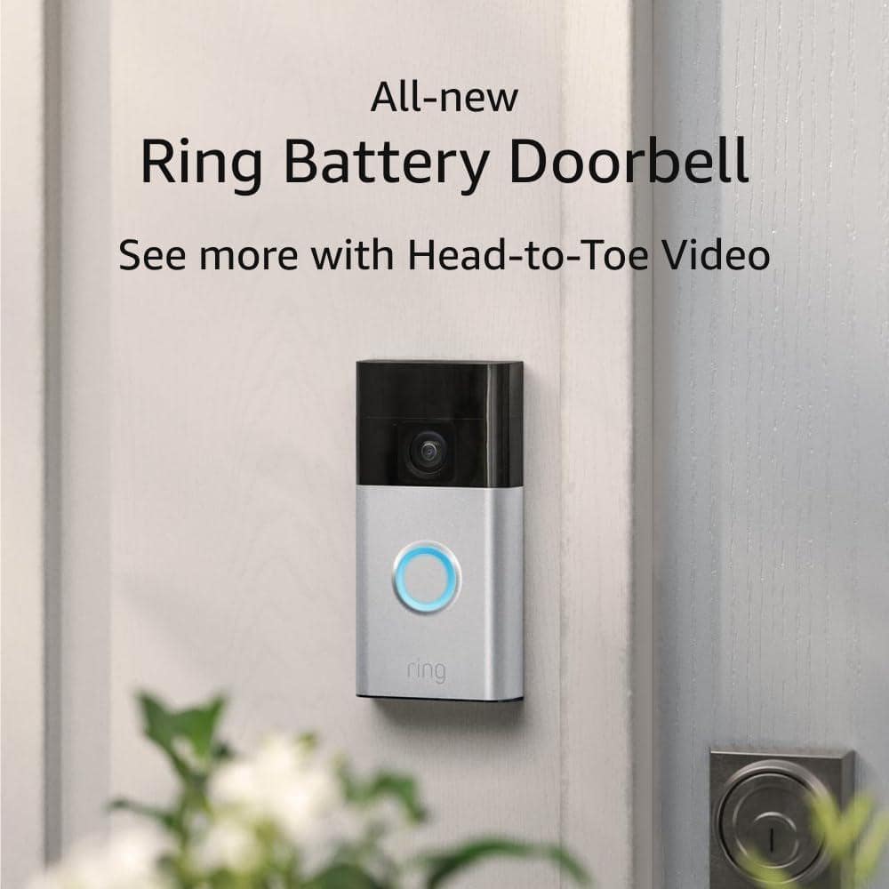 Ahfiwaso Wireless Hardwired Doorbell Camera with Motion Detection Head-to-Toe Video, Live View with Two-Way Talk, Satin Nickel