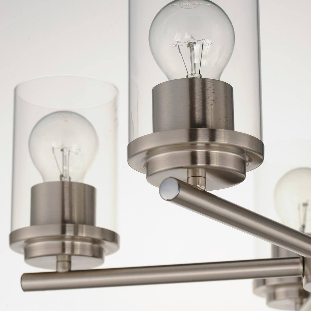 Maxim Lighting Corona 5-Light Gray Chandelier, Satin Nickel, Clear Glass Shades