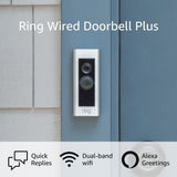 Ring Wired Doorbell Plus - Smart WiFi Video Doorbell Camera with Color Video Previews, Night Vision and Quick Replies