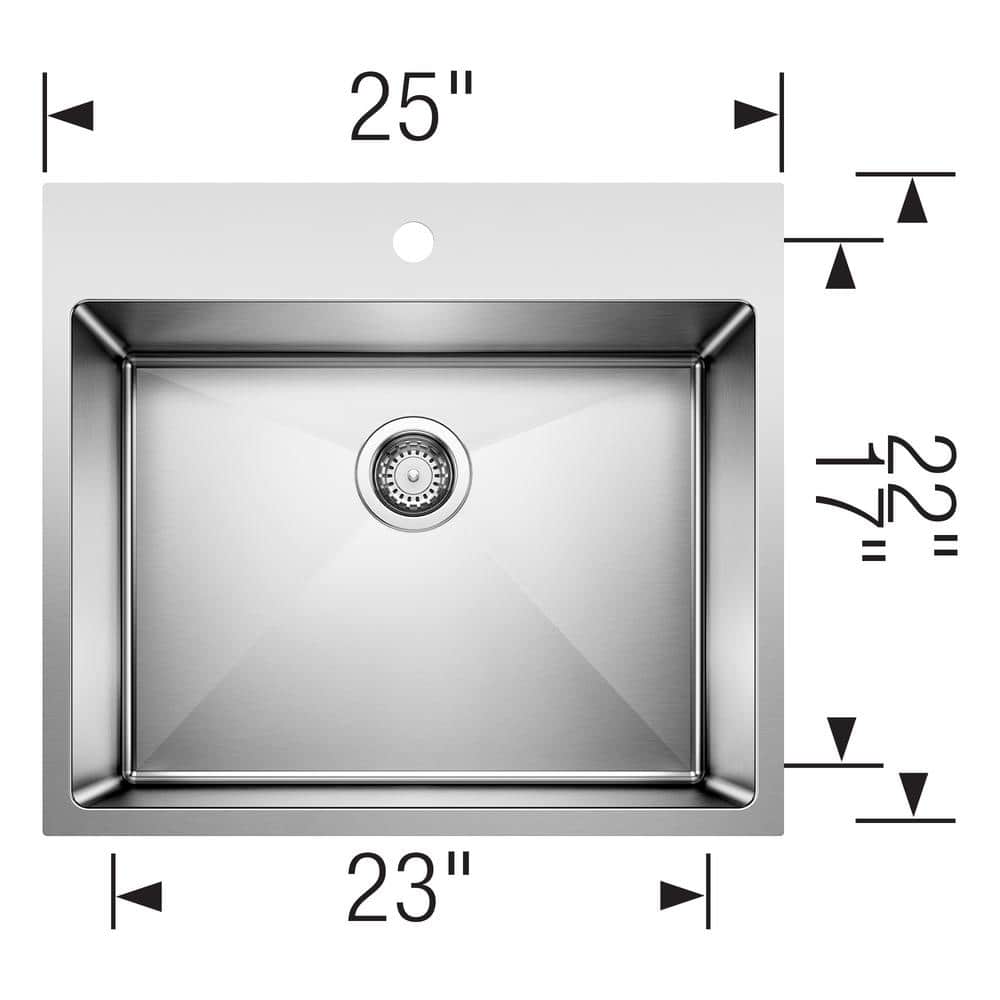 Blanco QUATRUS R15 Stainless Steel Laundry/Utility Sink, 25in x 22in
