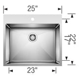 Blanco QUATRUS R15 Stainless Steel Laundry/Utility Sink, 25in x 22in