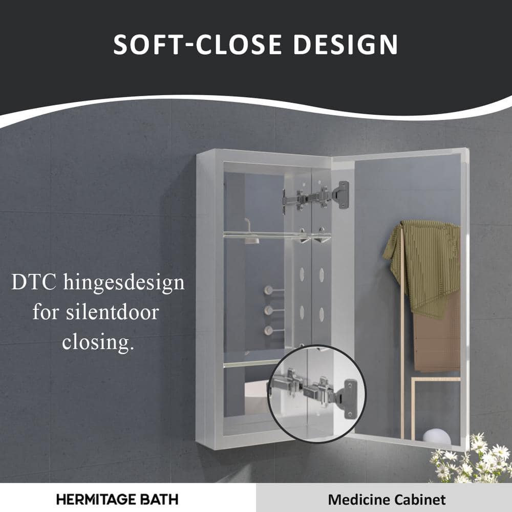 Hermitage Bath Flicker 12 in. W x 24 in. H Rectangular Aluminum Recessed/Surface Mount Medicine Cabinet with Mirror in Silver