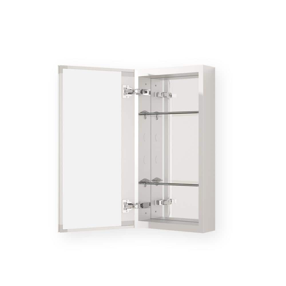 Hermitage Bath Flicker 12 in. W x 24 in. H Rectangular Aluminum Recessed/Surface Mount Medicine Cabinet with Mirror in Silver