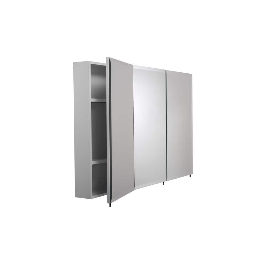 Croydex Potomac 48 in. W x 30 in. H Triple Door White Steel Surface Mount Medicine Cabinet with Mirror