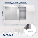 Croydex Potomac 48 in. W x 30 in. H Triple Door White Steel Surface Mount Medicine Cabinet with Mirror