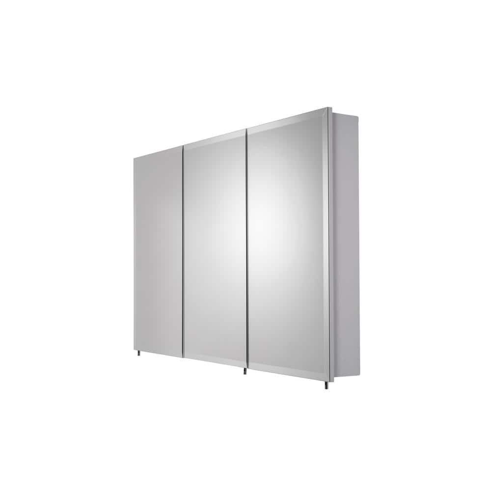 Croydex Potomac 48 in. W x 30 in. H Triple Door White Steel Surface Mount Medicine Cabinet with Mirror