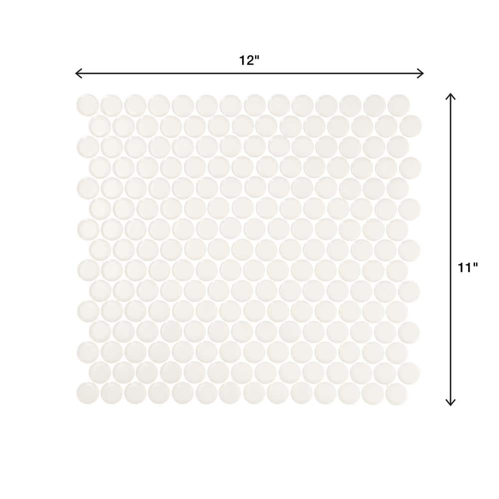 Restore Satin White 10 in. x 11 in. Glazed Ceramic Penny Round Mosaic Tile (0.83 sq. ft./Piece)