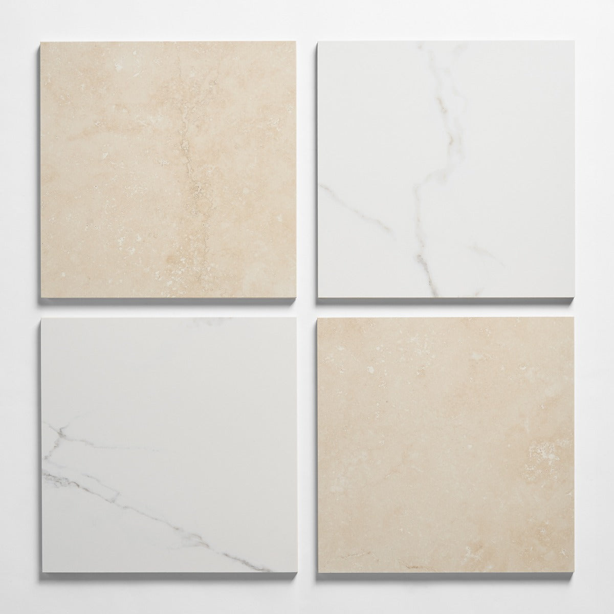 Fortunato Calacatta and Marfil 12x12 Polished Porcelain Checkerboard Tile