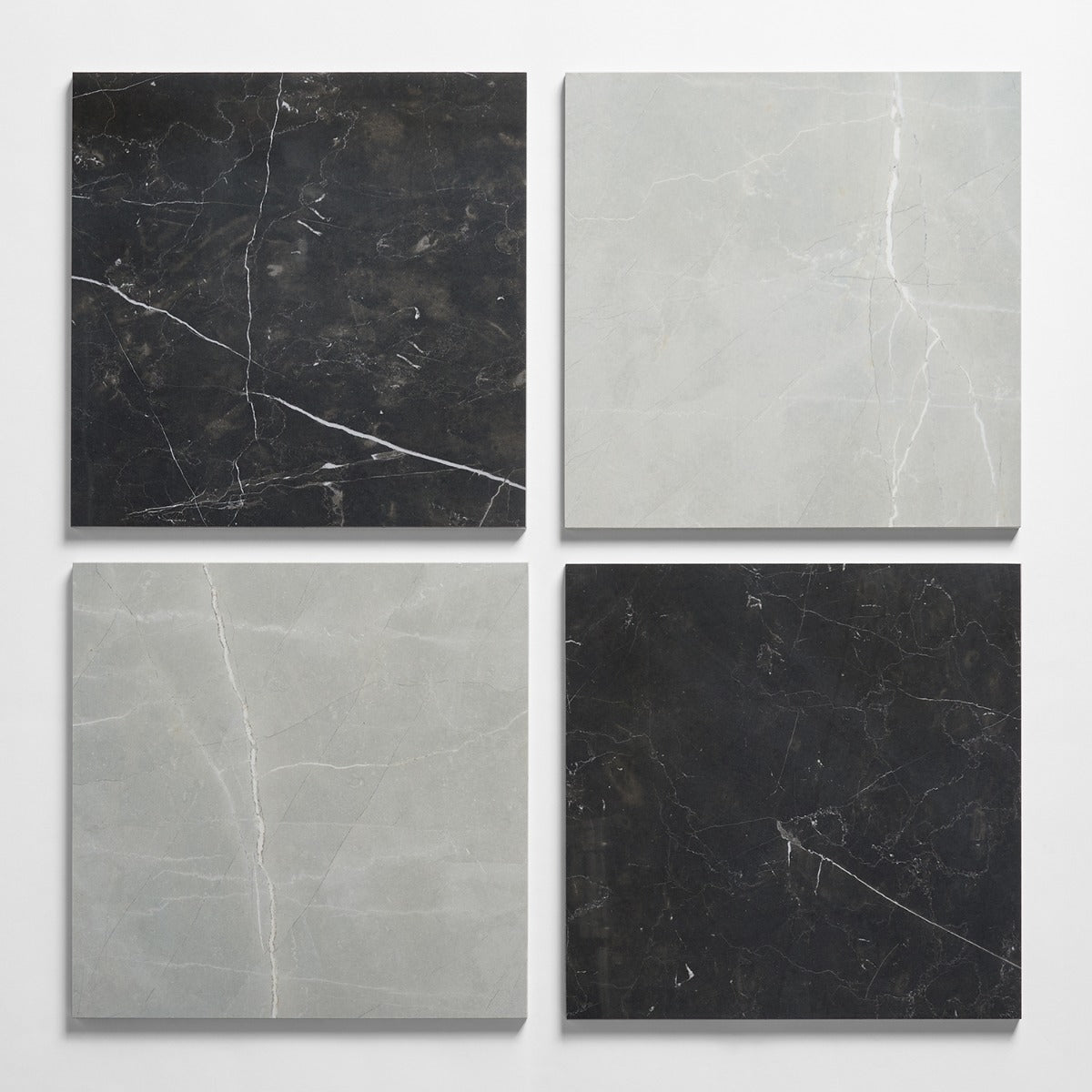 Fortunato Amani Gray and Nero Marquina Black 12x12 Polished Porcelain Checkerboard Tile