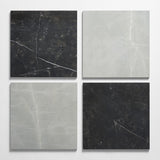 Fortunato Amani Gray and Nero Marquina Black 12x12 Polished Porcelain Checkerboard Tile
