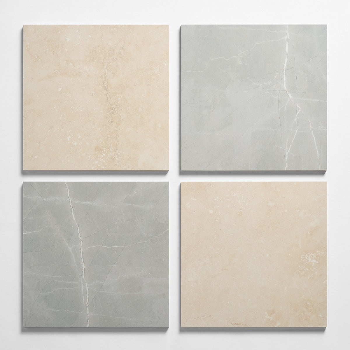 Fortunato Marfil Beige and Amani Gray 12x12 Polished Porcelain Checkerboard Tile