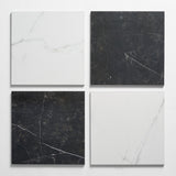 Fortunato Calacatta and Nero Marquina 12x12 Polished Porcelain Checkerboard Tile