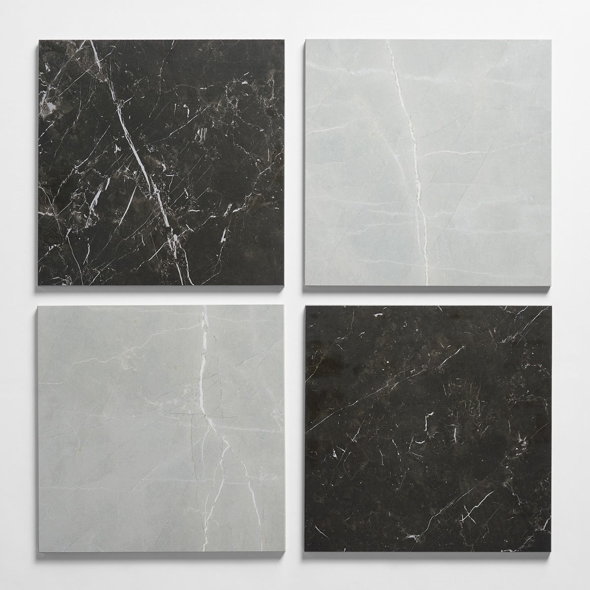 Fortunato Amani Gray and Nero Marquina Black 12x12 Matte Porcelain Checkerboard Tile