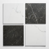 Fortunato Calacatta and Nero Marquina 12x12 Matte Porcelain Checkerboard Tile