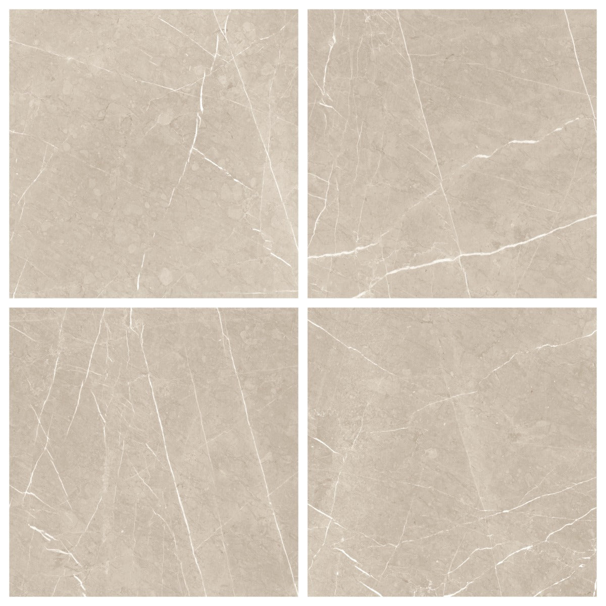 Autograph Crema Beige 48x48 Marble Look Satin Porcelain Tile - Tilebar
