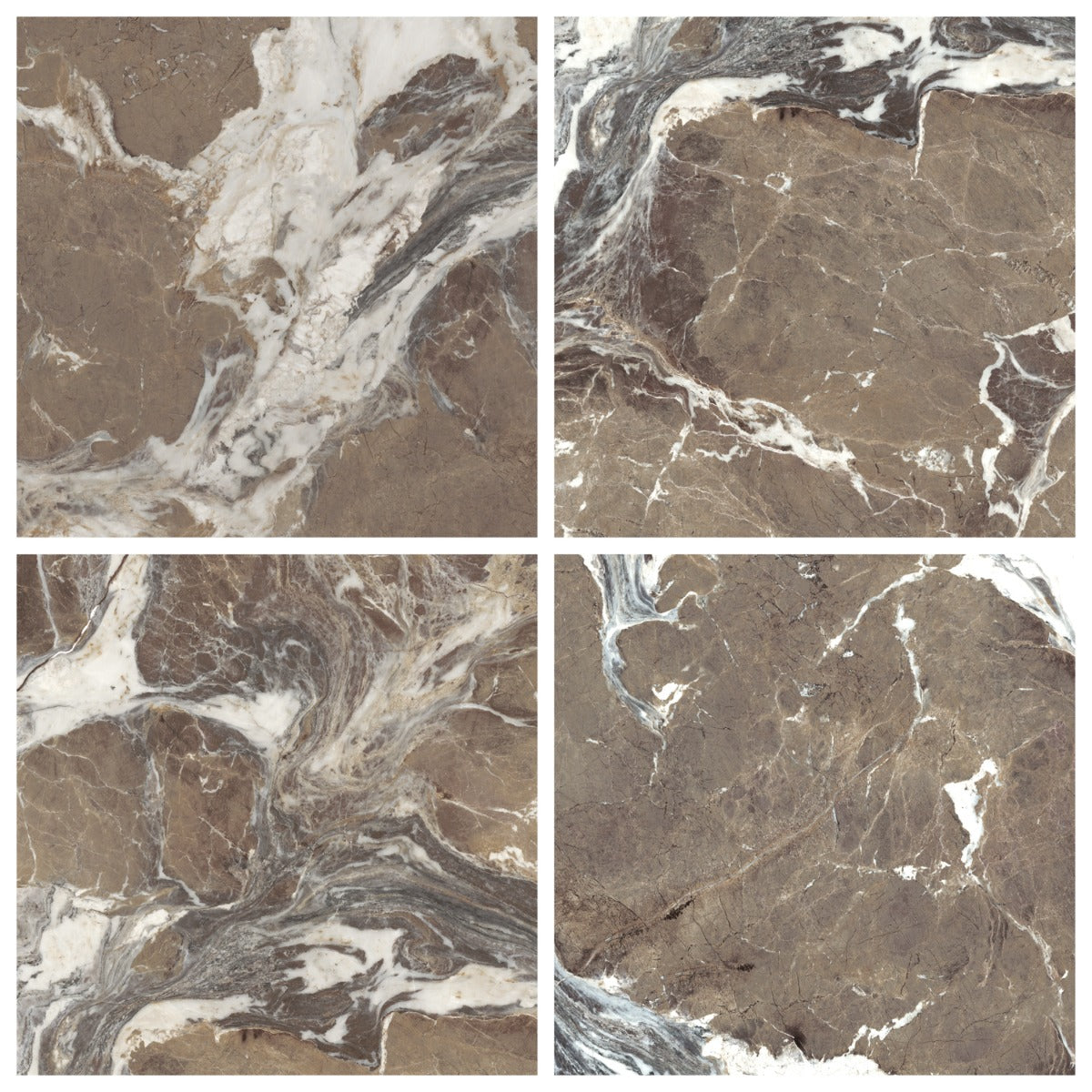 Tilebar Autograph Espresso Brown 48x48 Marble Look Satin Porcelain Tile